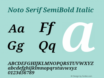 Noto Serif SemiBold Italic Version 2.000图片样张