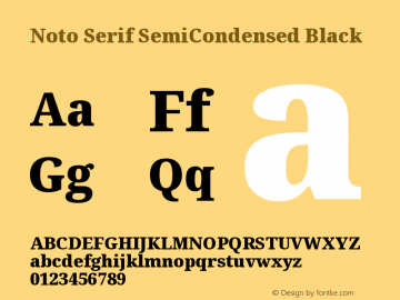 Noto Serif SemiCondensed Black Version 2.000 Font Sample