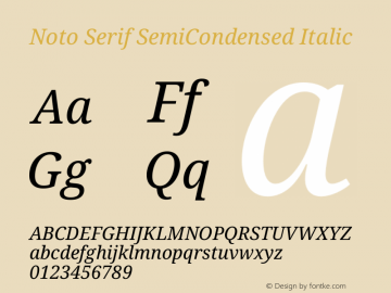 Noto Serif SemiCondensed Italic Version 2.000图片样张