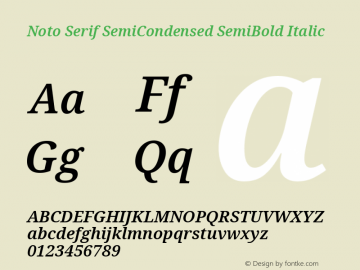 Noto Serif SemiCondensed SemiBold Italic Version 2.000图片样张