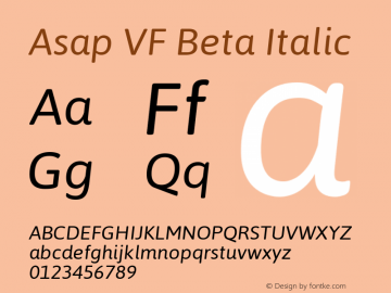 Asap VF Beta Italic Version 1.007图片样张