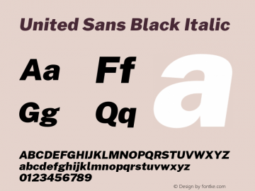 United Sans Black Italic Version 1.000;PS 001.000;hotconv 1.0.88;makeotf.lib2.5.64775图片样张