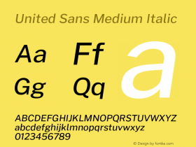 United Sans Medium Italic Version 1.000;PS 001.000;hotconv 1.0.88;makeotf.lib2.5.64775 Font Sample