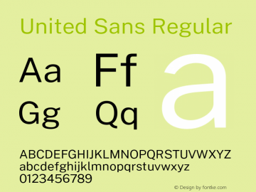 United Sans Regular Version 1.000;PS 001.000;hotconv 1.0.88;makeotf.lib2.5.64775 Font Sample