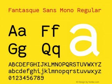 Fantasque Sans Mono Regular Version 1.7.2 ; ttfautohint (v1.4.1.16-c0b8)图片样张