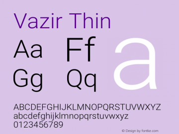Vazir Thin Version 17.1.0 Font Sample