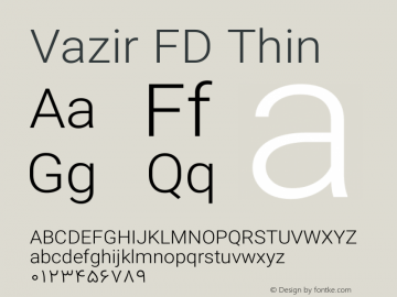 Vazir Thin FD Version 17.1.0 Font Sample