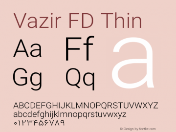 Vazir Thin FD Version 17.1.0 Font Sample