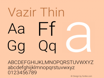 Vazir Thin Version 17.1.1 Font Sample