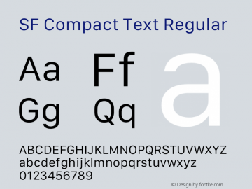SF Compact Text Regular 12.0d4e10 Font Sample
