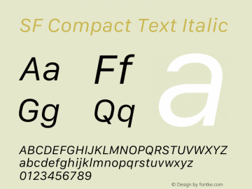 SF Compact Text Italic 12.0d4e10 Font Sample
