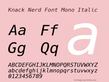 Knack Italic Nerd Font Complete Mono Version 3.000; 706b2b23b-release; ttfautohint (v1.6) -l 6 -r 50 -G 200 -x 10 -H 145 -D latn -f latn -m 