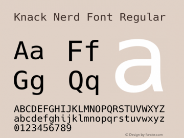 Knack Regular Nerd Font Complete Version 3.000; 706b2b23b-release; ttfautohint (v1.6) -l 6 -r 50 -G 200 -x 10 -H 181 -D latn -f latn -m 