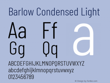 Barlow Condensed Light Version 1.301 Font Sample