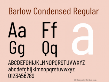 Barlow Condensed Regular Version 1.301 Font Sample