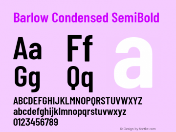 Barlow Condensed SemiBold Version 1.301 Font Sample