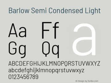 Barlow Semi Condensed Light Version 1.301 Font Sample