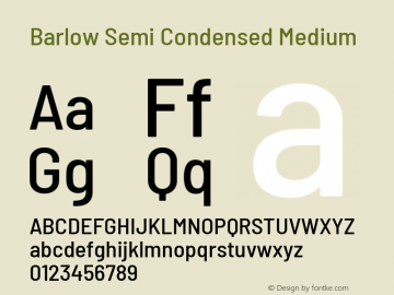 Barlow Semi Condensed Medium Version 1.301 Font Sample