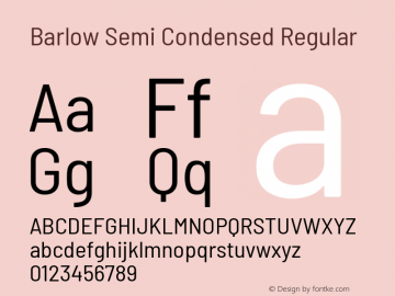 Barlow Semi Condensed Regular Version 1.301 Font Sample