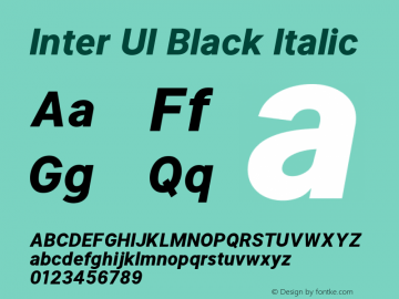 Inter UI Black Italic Version 2.2 Font Sample