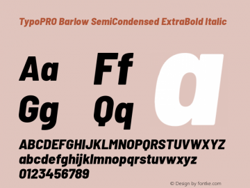 TypoPRO Barlow Semi Condensed ExtraBold Italic Version 1.301图片样张