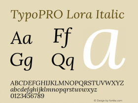 TypoPRO Lora Italic Version 2.102 Font Sample