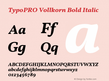 TypoPRO Vollkorn Bold Italic Version 4.015 Font Sample