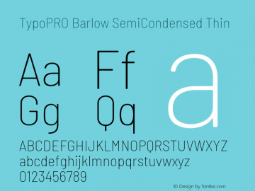 TypoPRO Barlow Semi Condensed Thin Version 1.301 Font Sample