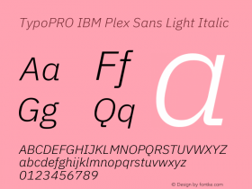 TypoPRO IBM Plex Sans Light Italic Version 1.000 Font Sample