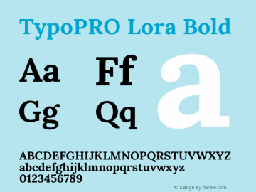 TypoPRO Lora Bold Version 2.102 Font Sample