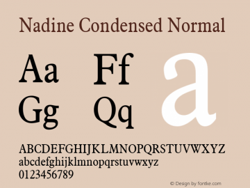Nadine Condensed Normal Altsys Fontographer 4.1 1/9/95 Font Sample