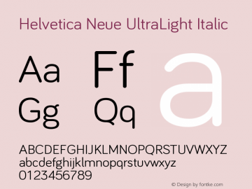 Helvetica Neue UltraLight Italic 10.0d35e1图片样张