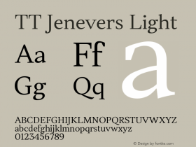 TT Jenevers Light Version 1.000 Font Sample