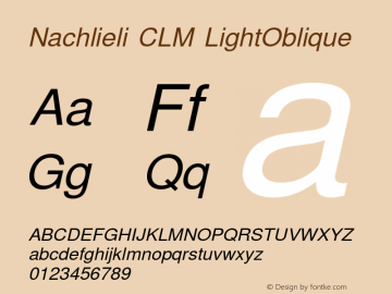 Nachlieli CLM Light Oblique Version 0.131 Font Sample