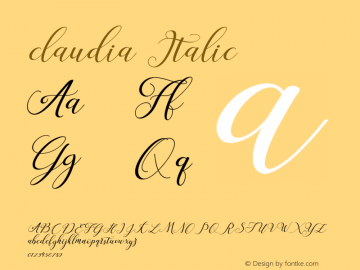claudia-Italic Version 1.000 Font Sample