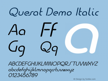 Quesat Demo Italic Version 1.00 February 12, 2018, initial release Font Sample