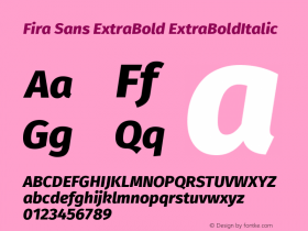 Fira Sans ExtraBold Italic Version 004.203 Font Sample
