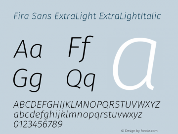 Fira Sans ExtraLight Italic Version 004.203图片样张