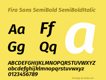 Fira Sans SemiBold Italic Version 004.203 Font Sample
