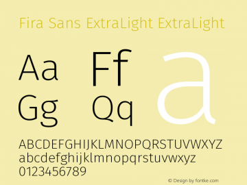 Fira Sans ExtraLight Version 004.203 Font Sample