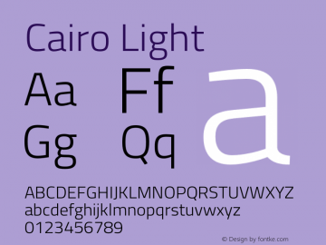 Cairo Light Version 3.005;PS 003.005;hotconv 1.0.88;makeotf.lib2.5.64775 Font Sample