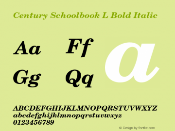 Century Schoolbook L Bold Italic Version 1.500;PS 1.05;Core 1.0.38 Font Sample