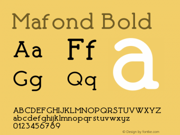 Mafond-Bold Version 1.000 Font Sample
