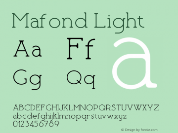 Mafond-Light Version 1.000 Font Sample