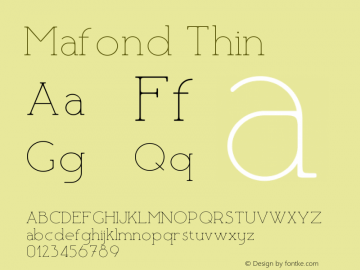 Mafond-Thin Version 1.000 Font Sample