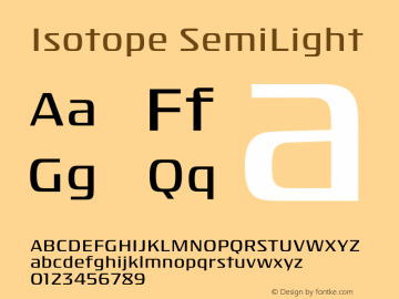 Isotope-SemiLight Version 1.200 Font Sample