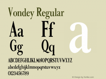 Vondey Regular Version 1.000 Font Sample