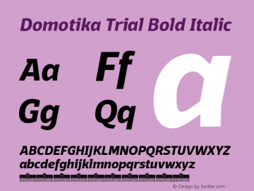 Domotika Trial Bold Italic Version 1.000 Font Sample