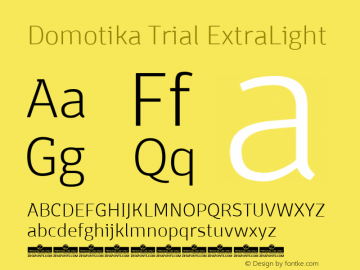 Domotika Trial ExtraLight Version 1.000 Font Sample