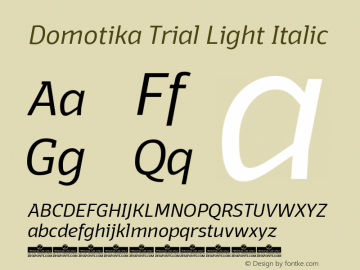 Domotika Trial Light Italic Version 1.000 Font Sample